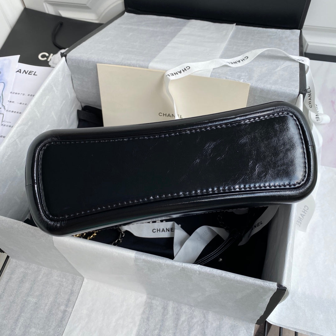 SAC HOBO CC GABRIELLE MEDIUM 28 EN PEAU DE VEAU NOIRE MÉLANGE BLANC