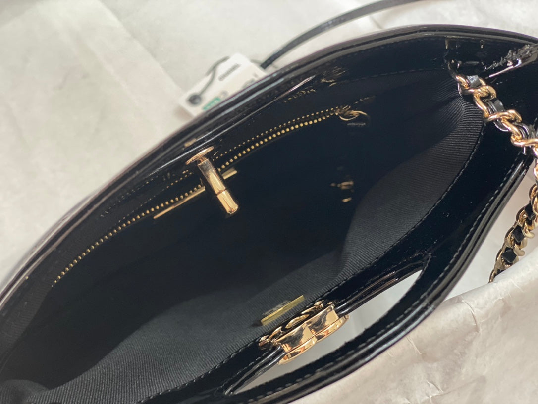 SAC SHOPPING CC MINI 23 EN CUIR DE VEAU LUSTRÉ NOIR