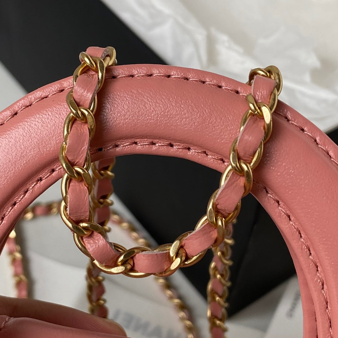 SAC MINI SHOPPING CC KELLY 12 EN CUIR DE VEAU ROSE FONCÉ