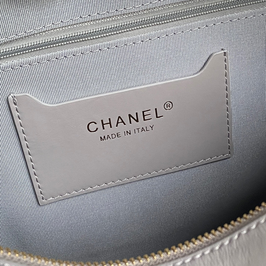 SAC BOWLING 29 EN CUIR DE VEAU GRIS ET DÉTAILS DORÉS