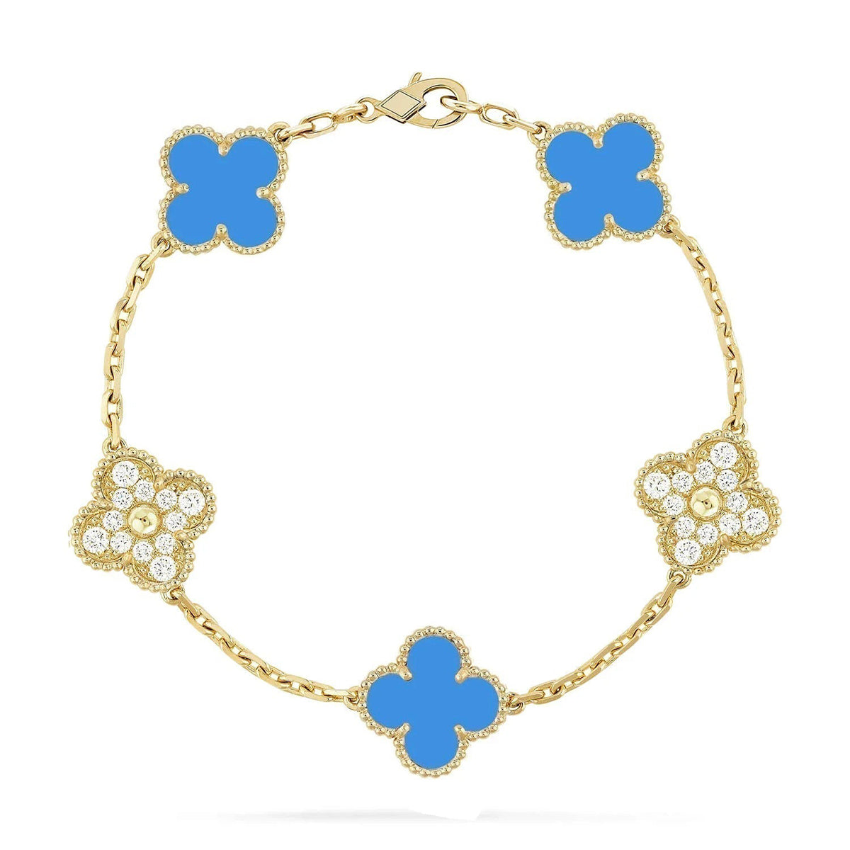 [Shinejoy] CLOVER 5 MOTIF BLUE AGATE BRACELET COLLECTION