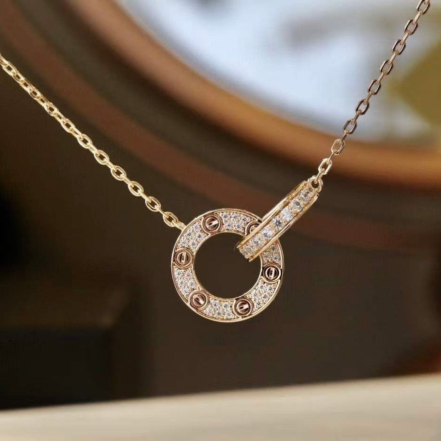 [Shinejoy]LOVE 7.6MM NECKLACE Shinejoy GOLD AND SILVER  FULL DIAMOND