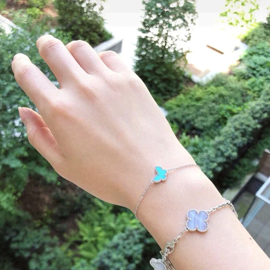 [Shinejoy]BUTTERFLY TURQUOISE BUTTERFLY BRACELET SILVER