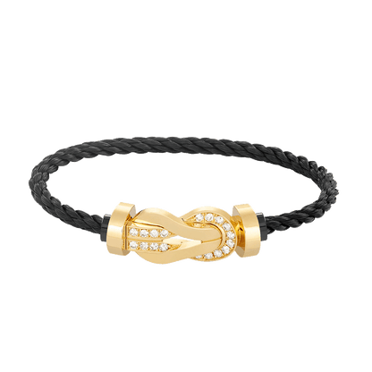 [Shinejoy]CHANCE LARGE 8 FIGURE BUCKLE HALF DIAMOND BRACELET GOLD
