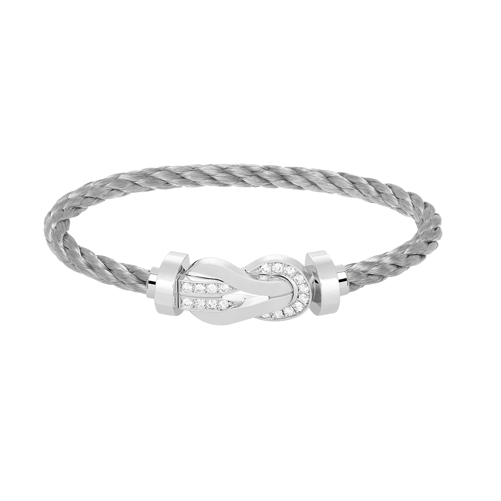 [Shinejoy]CHANCE LARGE 8 FIGURE BUCKLE HALF DIAMOND BRACELET SILVER