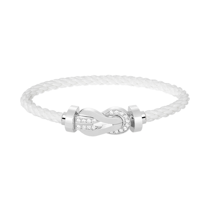 [Shinejoy]CHANCE LARGE 8 FIGURE BUCKLE HALF DIAMOND BRACELET SILVER