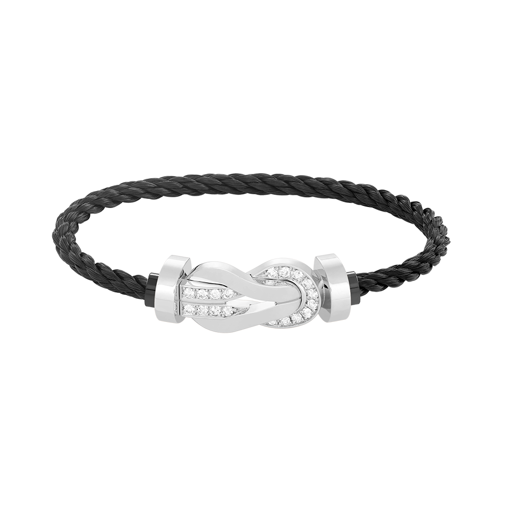 [Shinejoy]CHANCE LARGE 8 FIGURE BUCKLE HALF DIAMOND BRACELET SILVER