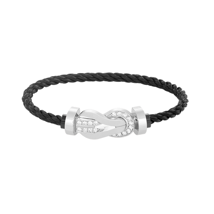 [Shinejoy]CHANCE LARGE 8 FIGURE BUCKLE HALF DIAMOND BRACELET SILVER