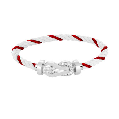 [Shinejoy]CHANCE LARGE 8 FIGURE BUCKLE HALF DIAMOND BRACELET SILVER