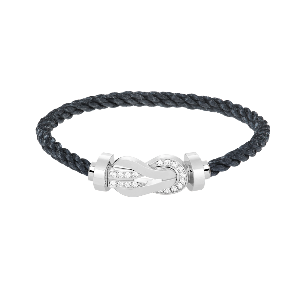 [Shinejoy]CHANCE LARGE 8 FIGURE BUCKLE HALF DIAMOND BRACELET SILVER