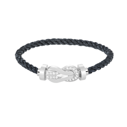 [Shinejoy]CHANCE LARGE 8 FIGURE BUCKLE HALF DIAMOND BRACELET SILVER
