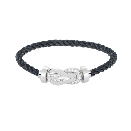 [Shinejoy]CHANCE LARGE 8 FIGURE BUCKLE HALF DIAMOND BRACELET SILVER