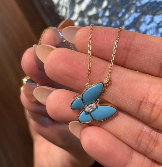[Shinejoy]Turquoise Butterfly Gold Necklace