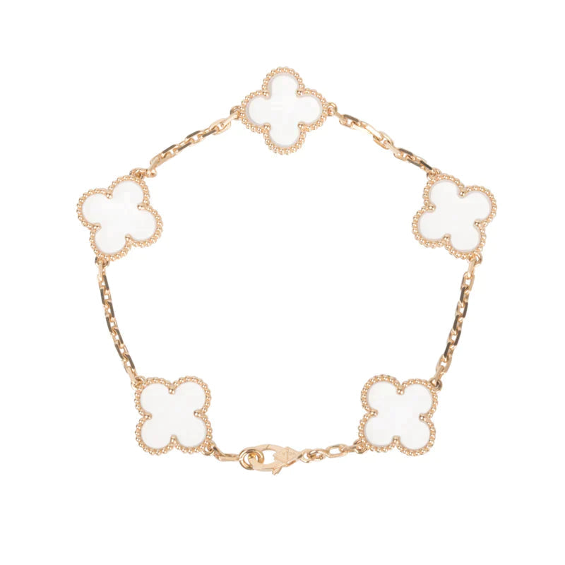 [Shinejoy]CLOVER 5 MOTIF ROCK CRYSTAL BRACELET