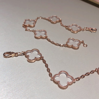[Shinejoy]CLOVER 5 MOTIF ROCK CRYSTAL BRACELET