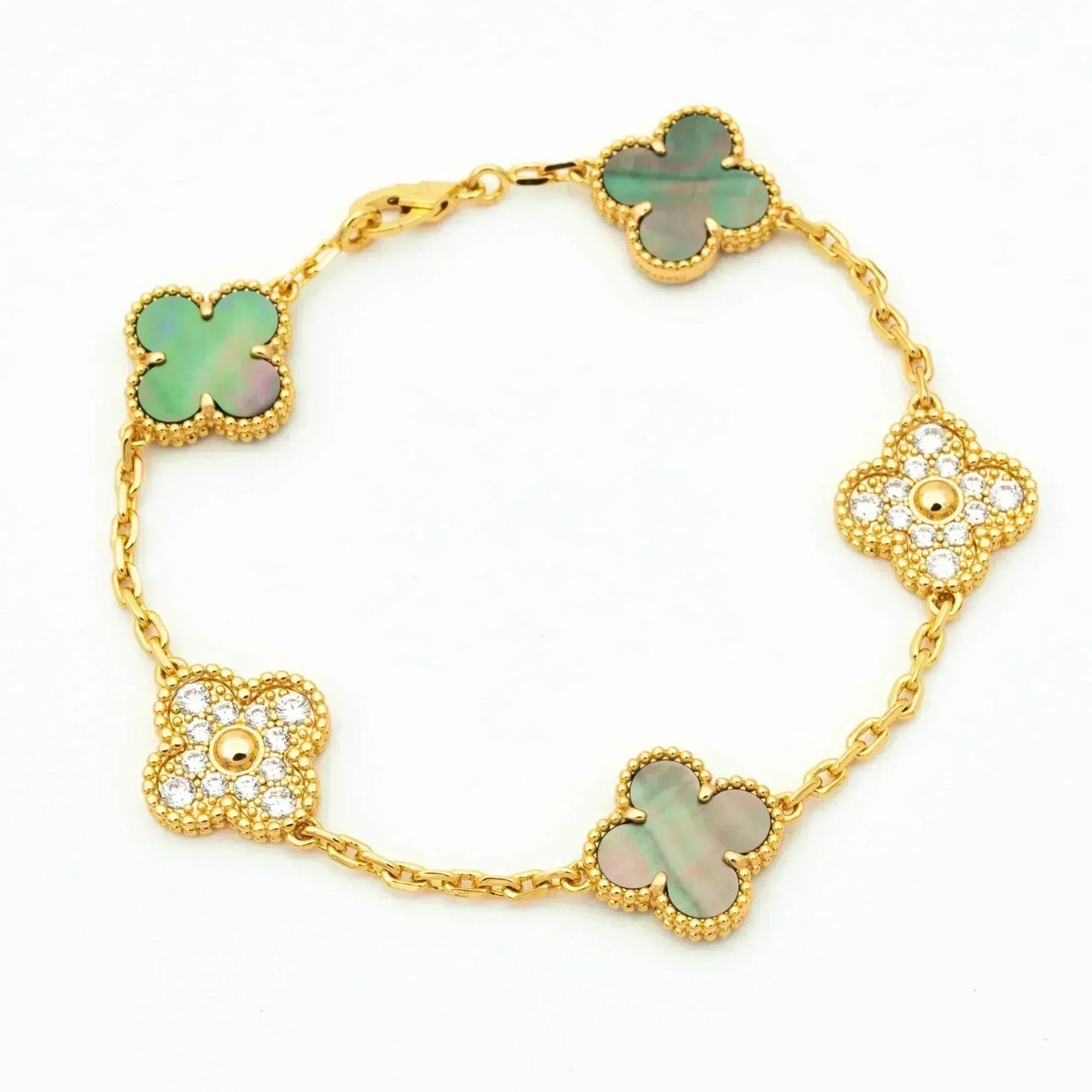 [Shinejoy] CLOVER 5 MOTIF GRAY MOP BRACELET COLLECTION