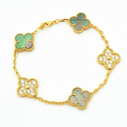 [Shinejoy] CLOVER 5 MOTIF GRAY MOP BRACELET COLLECTION