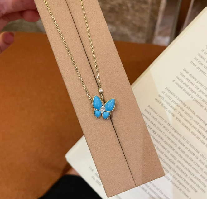 [Shinejoy]Turquoise Butterfly Gold Necklace