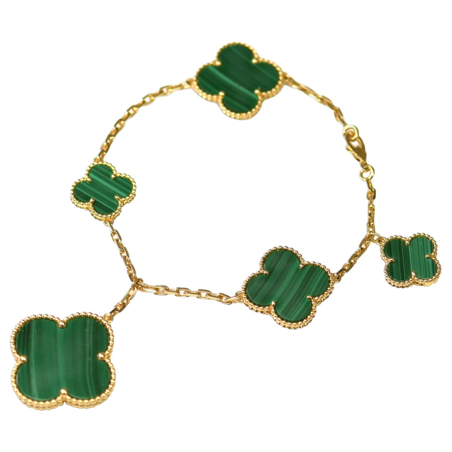 [Shinejoy]MAGIC CLOVER MALACHITE GOLD BRACELET 5 MOTIFS