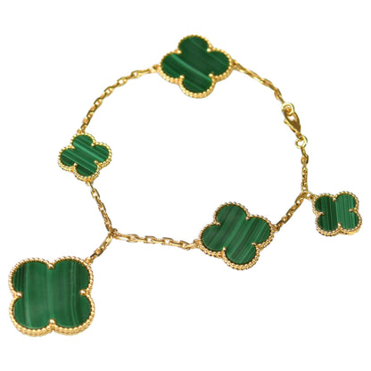 [Shinejoy]MAGIC CLOVER MALACHITE GOLD BRACELET 5 MOTIFS