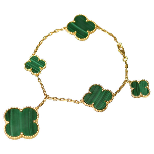 [Shinejoy]MAGIC CLOVER MALACHITE GOLD BRACELET 5 MOTIFS
