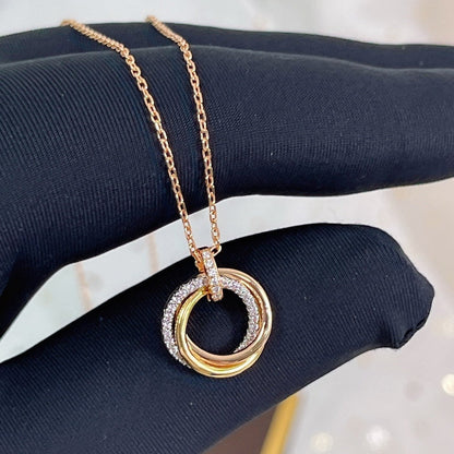 [Shinejoy]TRINITY NECKLACE SILVER GOLD PINK GOLD DIAMONDS