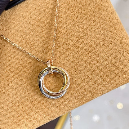 [Shinejoy]TRINITY NECKLACE SILVER GOLD PINK GOLD DIAMONDS