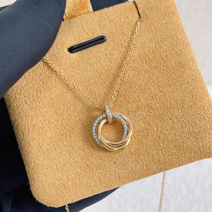 [Shinejoy]TRINITY NECKLACE SILVER GOLD PINK GOLD DIAMONDS