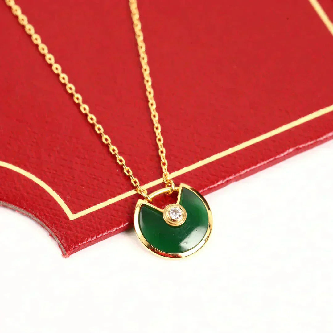 [Shinejoy]AMULETTE GOLD MALACHITE NECKLACE