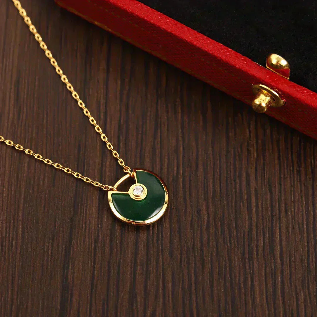 [Shinejoy]AMULETTE GOLD MALACHITE NECKLACE