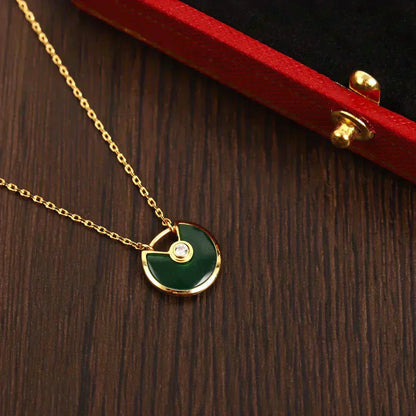 [Shinejoy]AMULETTE GOLD MALACHITE NECKLACE