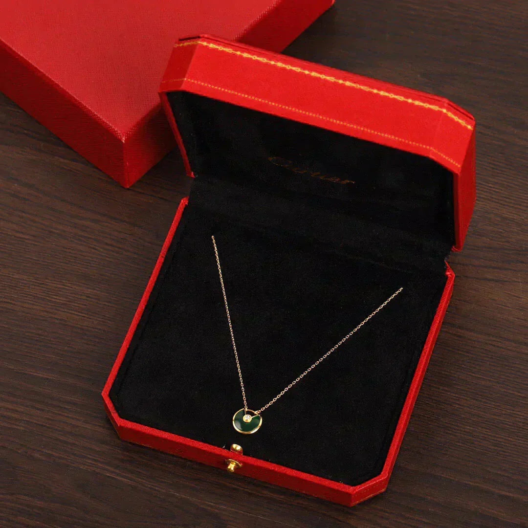 [Shinejoy]AMULETTE GOLD MALACHITE NECKLACE