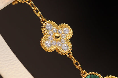 [Shinejoy]CLOVER EARRINGS GOLD MALACHITE DIAMOND 3 MOTIF
