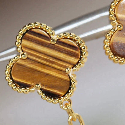 [Shinejoy]CLOVER  2 MOTIF  TIGER EYE CARNELIAN EARRINGS