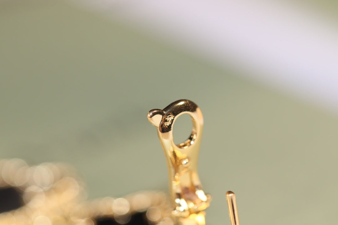 [Shinejoy]CLOVER EARRINGS GOLD ONYX MOP 3 MOTIF