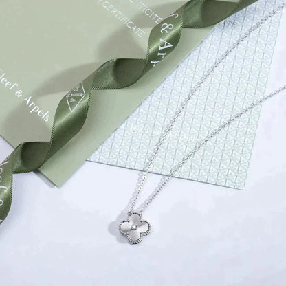 [Shinejoy]CLOVER  15MM DIAMOND LASER NECKLACE SILVER
