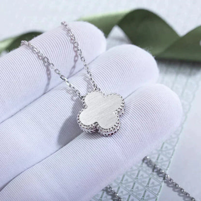 [Shinejoy]CLOVER  15MM DIAMOND LASER NECKLACE SILVER