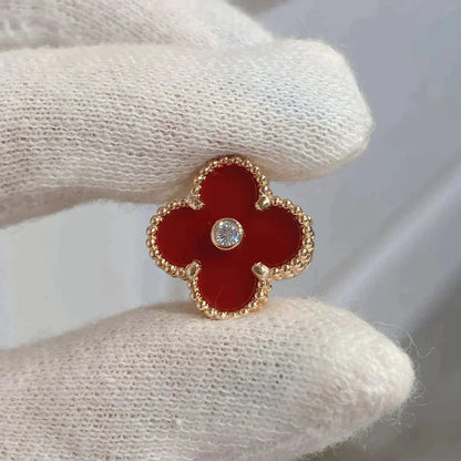 [Shinejoy]CLOVER MEDIUM 1 MOTIFS CARNELIAN  DIAMOND earrings