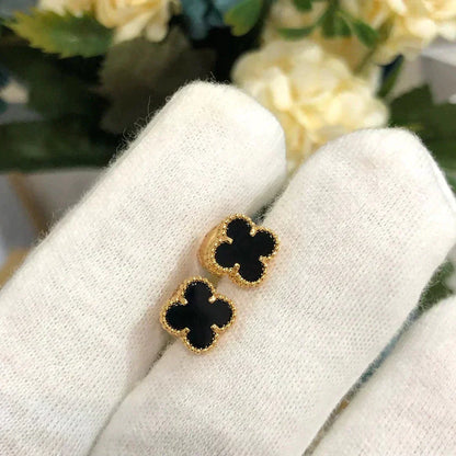 [Shinejoy]CLOVER MINI 9.5MM BLACK MOP EARRINGS