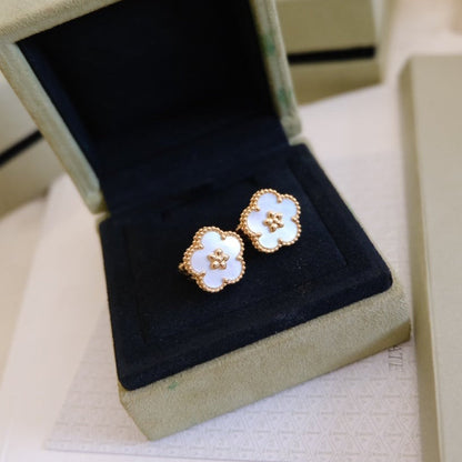 [Shinejoy]LUCKY PINK GOLD WHITE MOP EARRINGS