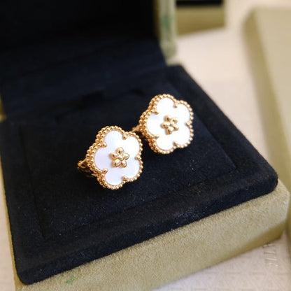 [Shinejoy]LUCKY PINK GOLD WHITE MOP EARRINGS