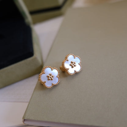[Shinejoy]LUCKY PINK GOLD WHITE MOP EARRINGS