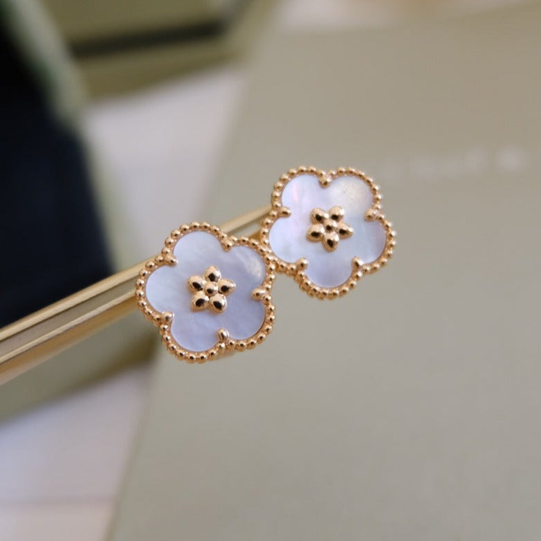 [Shinejoy]LUCKY PINK GOLD WHITE MOP EARRINGS