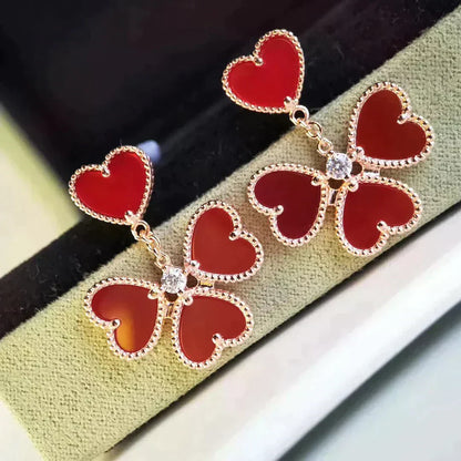 [Shinejoy]SWEET CLOVER CARNELIAN EARRINGS