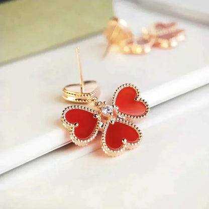 [Shinejoy]SWEET CLOVER CARNELIAN EARRINGS