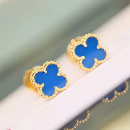 [Shinejoy]CLOVER MINI 9.5MM TURQUOISE EARRINGS