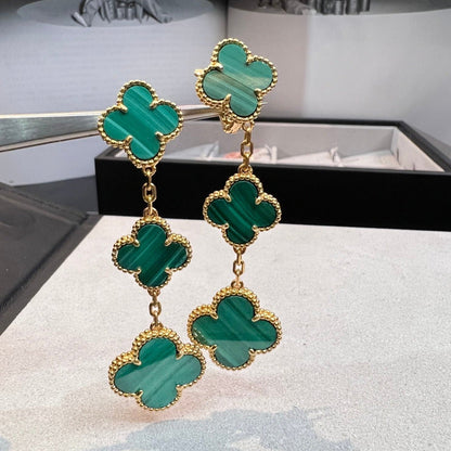 [Shinejoy]CLOVER MALACHITE 3 MOTIFS GOLD