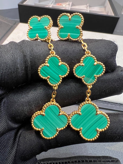 [Shinejoy]CLOVER MALACHITE 3 MOTIFS GOLD
