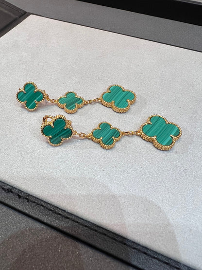 [Shinejoy]CLOVER MALACHITE 3 MOTIFS GOLD