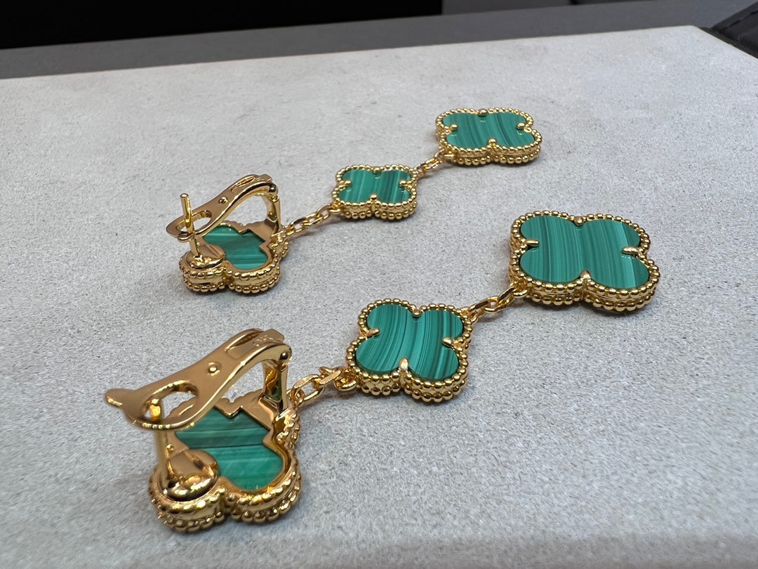 [Shinejoy]CLOVER MALACHITE 3 MOTIFS GOLD